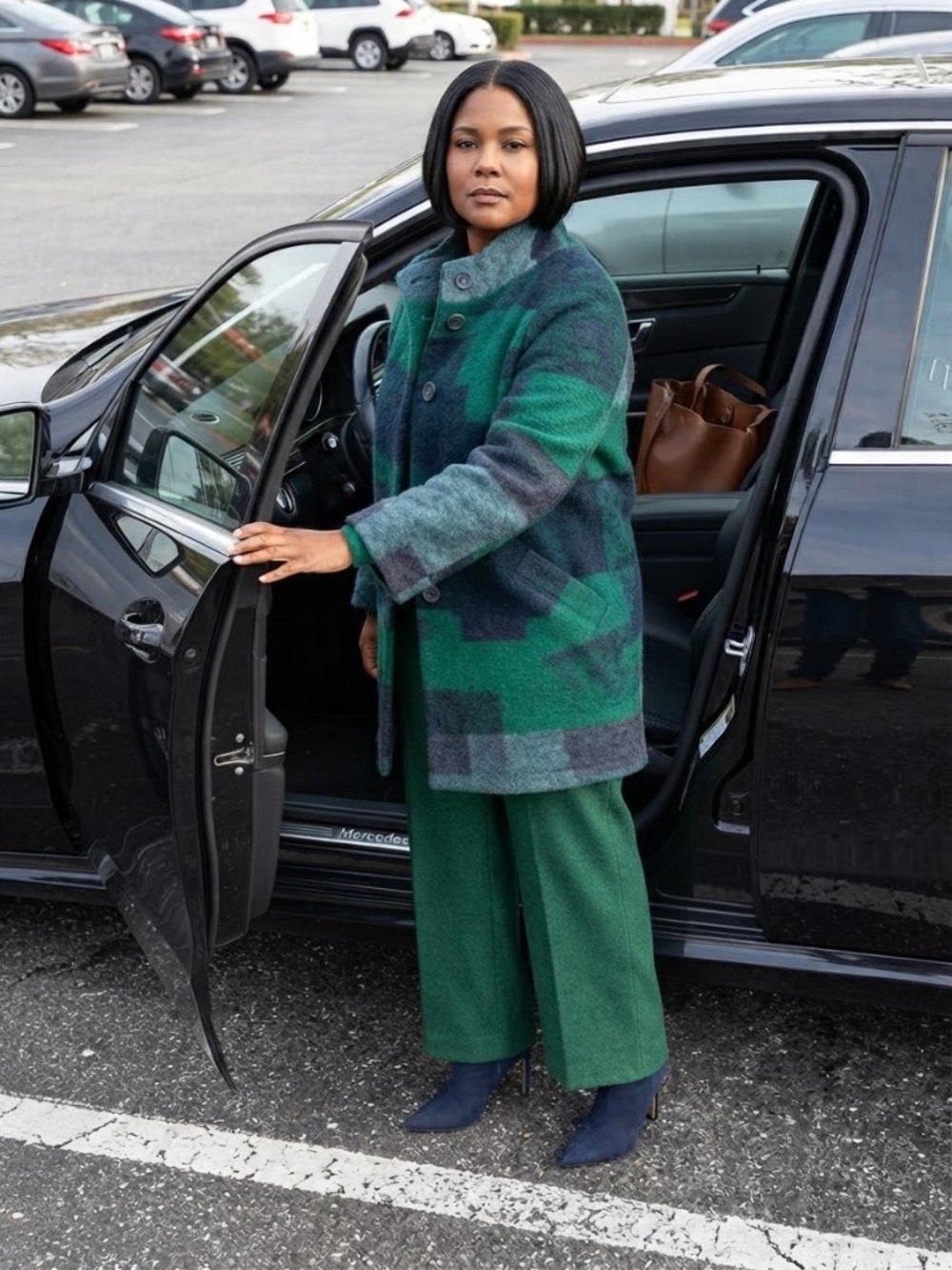 ALEMBIKA Green & Blue Dolman Sleeve Car Coat XL
